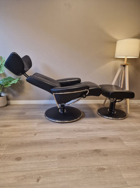 Stressless Jazz (M) lenestol m/krakk i svart skinn