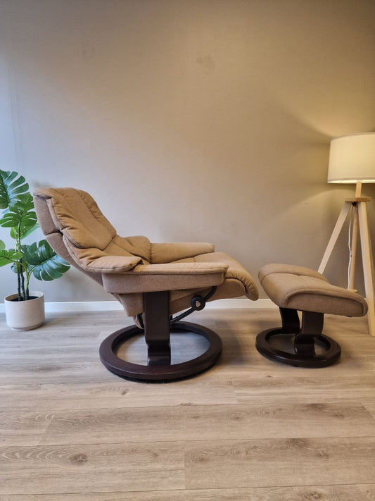 Brukt Stressless Reno (M) lenestol m/krakk i beige - sidevisning