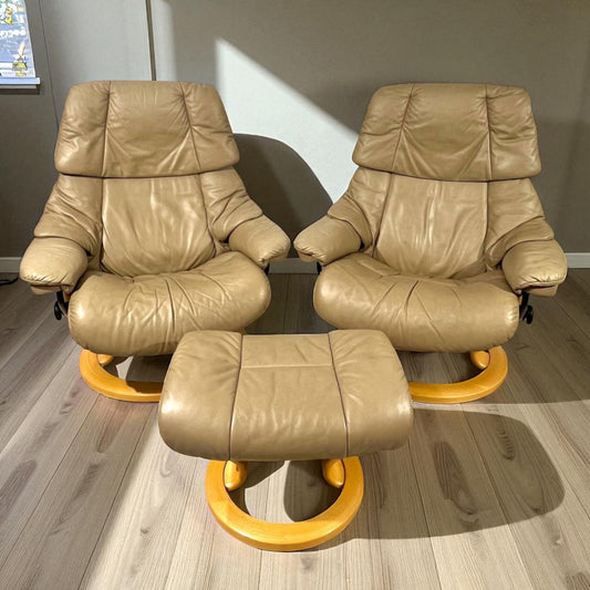2stk Stressless Reno (L) m/1 krakk og 1 puff