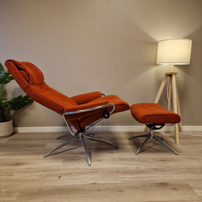 Stressless Metro lenestol m/krakk i rød velour