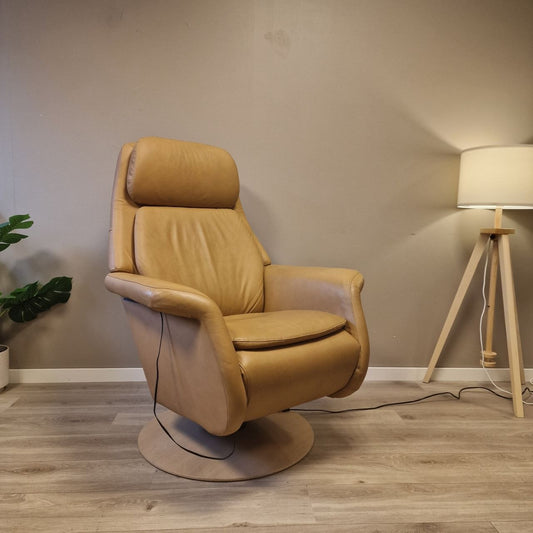 Stressless Sam elektrisk lenestol i beige skinn – varme og massasje