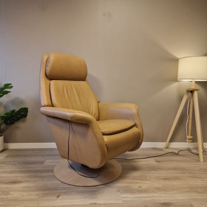 Stressless Sam elektrisk lenestol i beige skinn – varme og massasje
