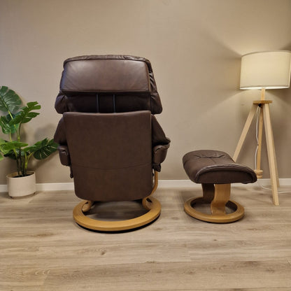 Stressless Reno lenestol m/krakk i brunt skinn