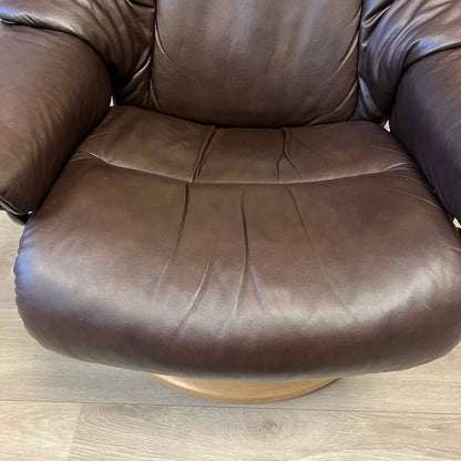 Stressless Reno lenestol m/krakk i brunt skinn