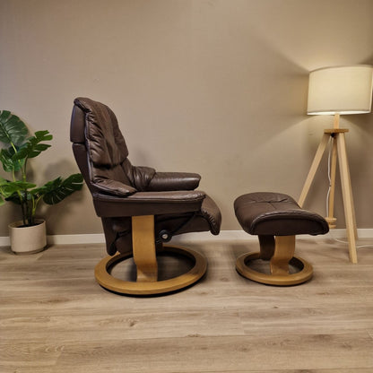 Stressless Reno lenestol m/krakk i brunt skinn