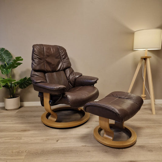 Stressless Reno lenestol m/krakk i brunt skinn