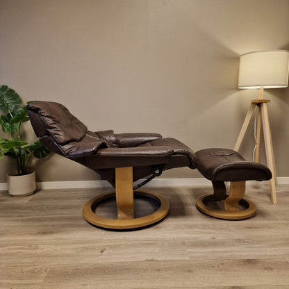 Stressless Reno lenestol m/krakk i brunt skinn