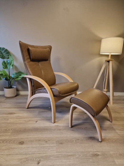 Brunstad Delta Adventure lenestol m/krakk i brun skinn