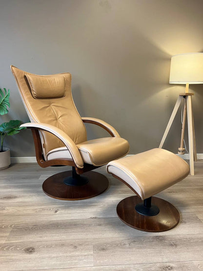 Brunstad Delta Swing lenestol m/krakk Lyst beige skinn