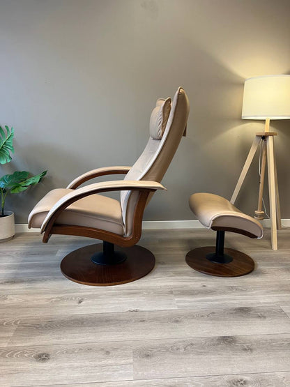 Brunstad Delta Swing lenestol m/krakk Lyst beige skinn