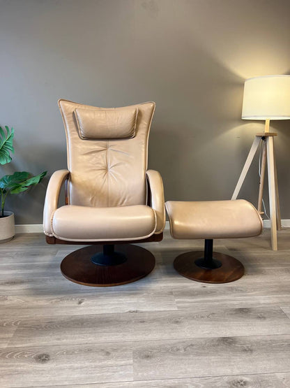 Brunstad Delta Swing lenestol m/krakk Lyst beige skinn