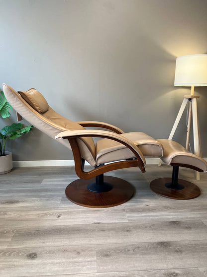 Brunstad Delta Swing lenestol m/krakk Lyst beige skinn