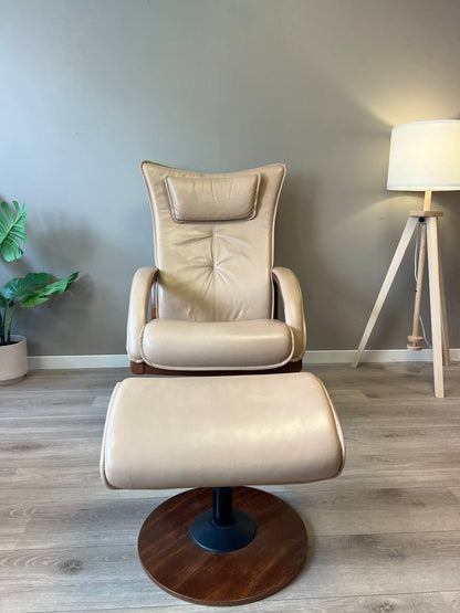 Brunstad Delta Swing lenestol m/krakk Lyst beige skinn
