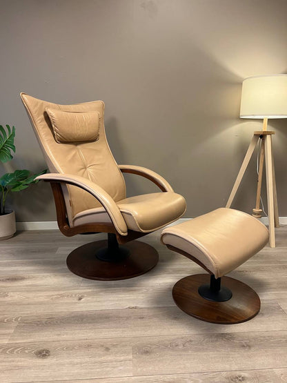 Brunstad Delta Swing lenestol m/krakk Lyst beige skinn