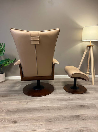 Brunstad Delta Swing lenestol m/krakk Lyst beige skinn