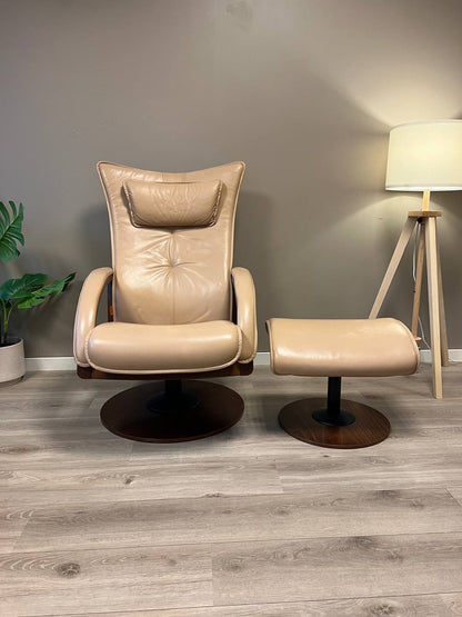 Brunstad Delta Swing lenestol m/krakk Lyst beige skinn