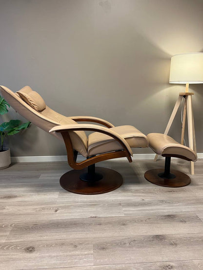 Brunstad Delta Swing lenestol m/krakk Lyst beige skinn