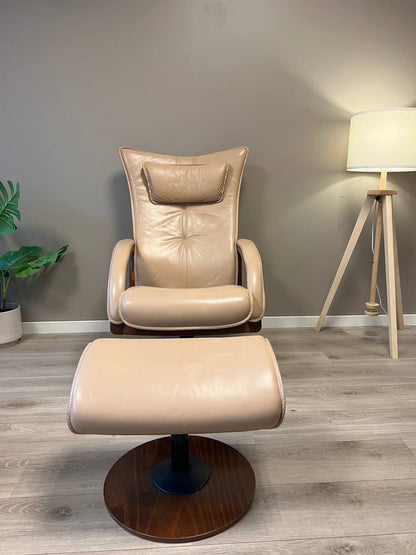 Brunstad Delta Swing lenestol m/krakk Lyst beige skinn