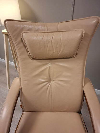 Brunstad Delta Swing lenestol m/krakk Lyst beige skinn