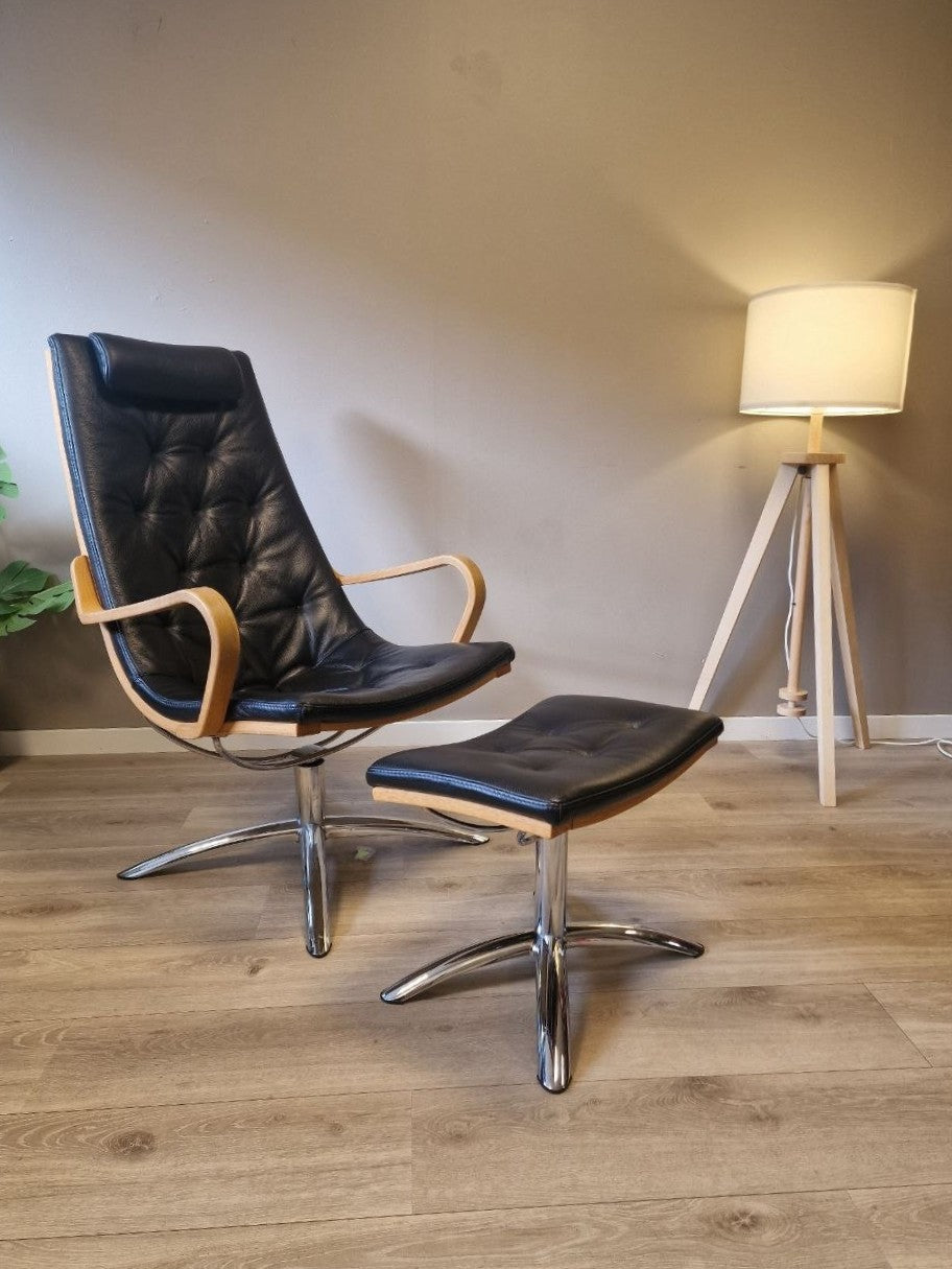 Conform Life lenestol m/krakk i svart skinn