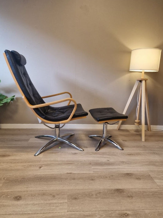 Conform Life lenestol m/krakk i svart skinn