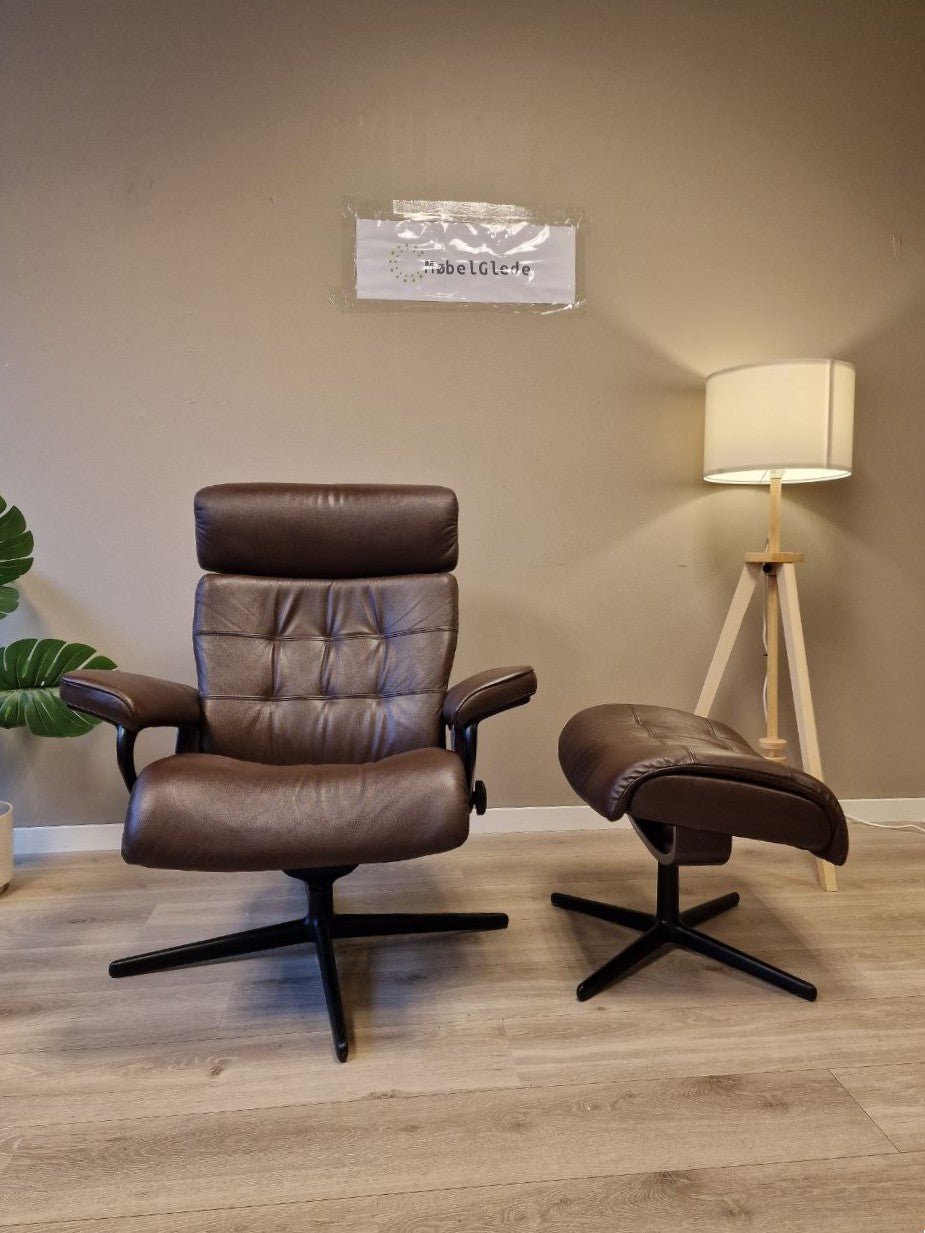 Brukt Stressless Erik lenestol m/krakk i brun - bakvisning