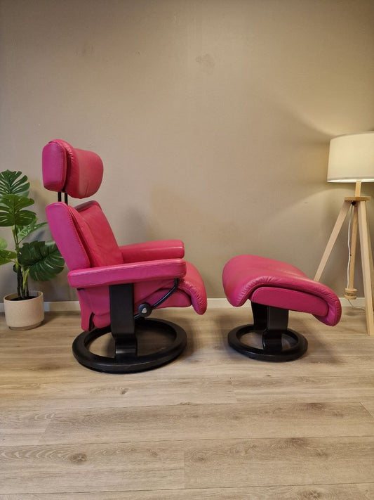 Brukt Stressless Magic (s) lenestol m/krakk i Rosa - sidevisning