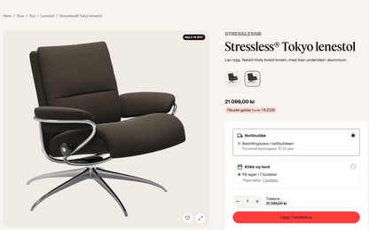 Stressless Tokyo lav lenestol i blå