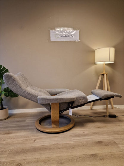 Brukt Stressless Wing Power lenestol (M) i grå - sidevisning
