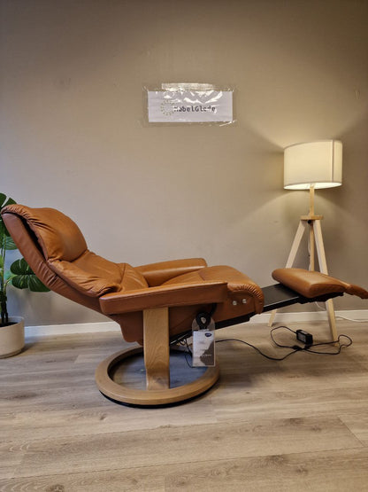 Brukt Stressless View Power lenestol (M) i cognac - sidevisning