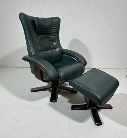 Brunstad Lenestol m/krakk – Grønt Skinn | MøbelGlede