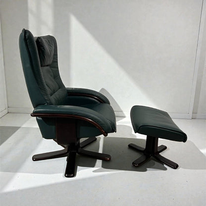 Brunstad Lenestol m/krakk – Grønt Skinn | MøbelGlede