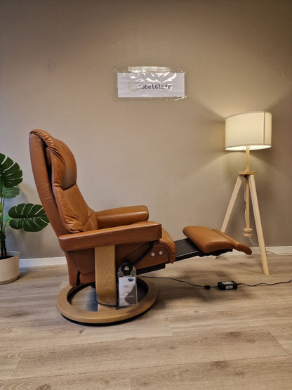 Brukt Stressless View Power lenestol (M) i cognac - detaljbilde skinn