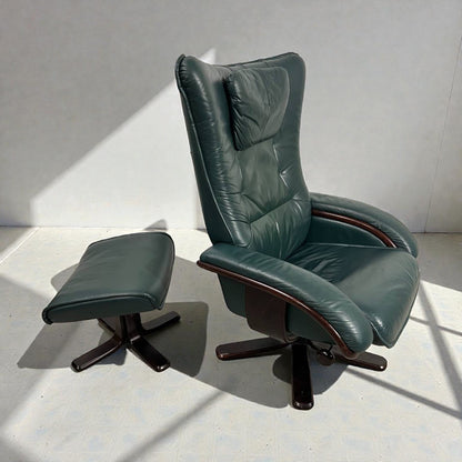 Brunstad Lenestol m/krakk – Grønt Skinn | MøbelGlede