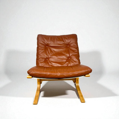 Vintage Siesta Lenestol med Krakk – Cognac Skinn | MøbelGlede