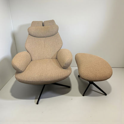 Brunstad SPLIT hvilestol Offwhite Teddy med krakk – Sjelden mulighet | MøbelGlede