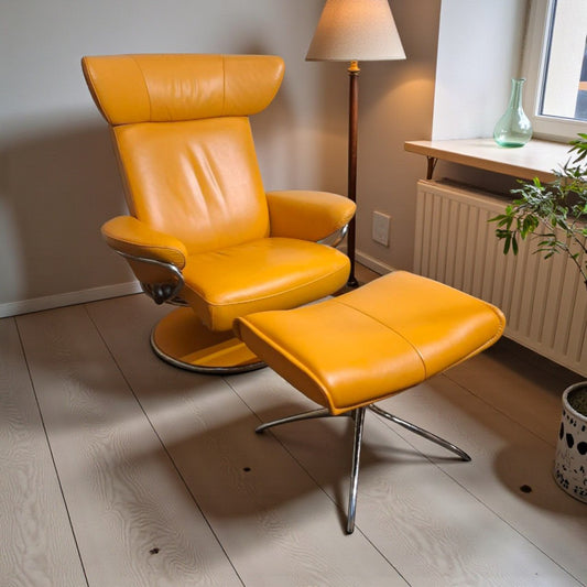 Stressless Jazz lenestol med krakk i skinn – ikonisk design & komfort | MøbelGlede