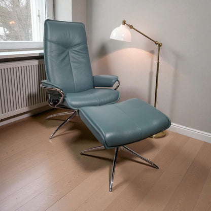 City Star Stressless lenestol m/krakk – Blå skinn | Ekornes kvalitet hos MøbelGlede