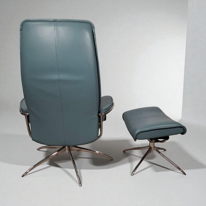 City Star Stressless lenestol m/krakk – Blå skinn | Ekornes kvalitet hos MøbelGlede