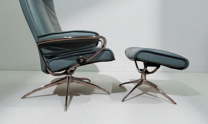 City Star Stressless lenestol m/krakk – Blå skinn | Ekornes kvalitet hos MøbelGlede