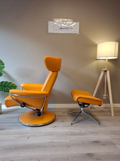 PENT BRUKT | Stressless Jazz (M) lenestol med krakk i oransje - ikonisk modell