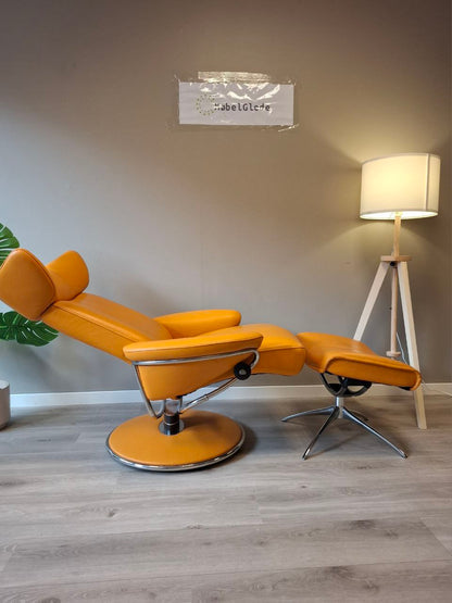 PENT BRUKT | Stressless Jazz (M) lenestol med krakk i oransje - ikonisk modell