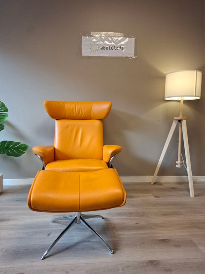 PENT BRUKT | Stressless Jazz (M) lenestol med krakk i oransje - ikonisk modell