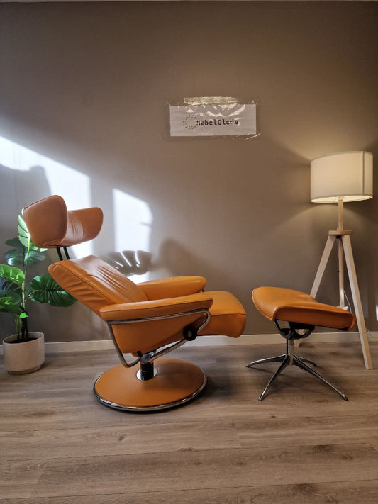 PENT BRUKT | Stressless Jazz (M) lenestol med krakk i oransje