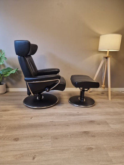 Stressless Jazz (M) lenestol m/krakk i svart skinn