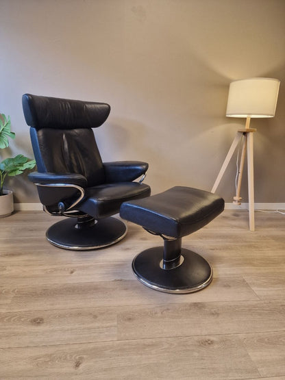 Stressless Jazz (M) lenestol m/krakk i svart skinn