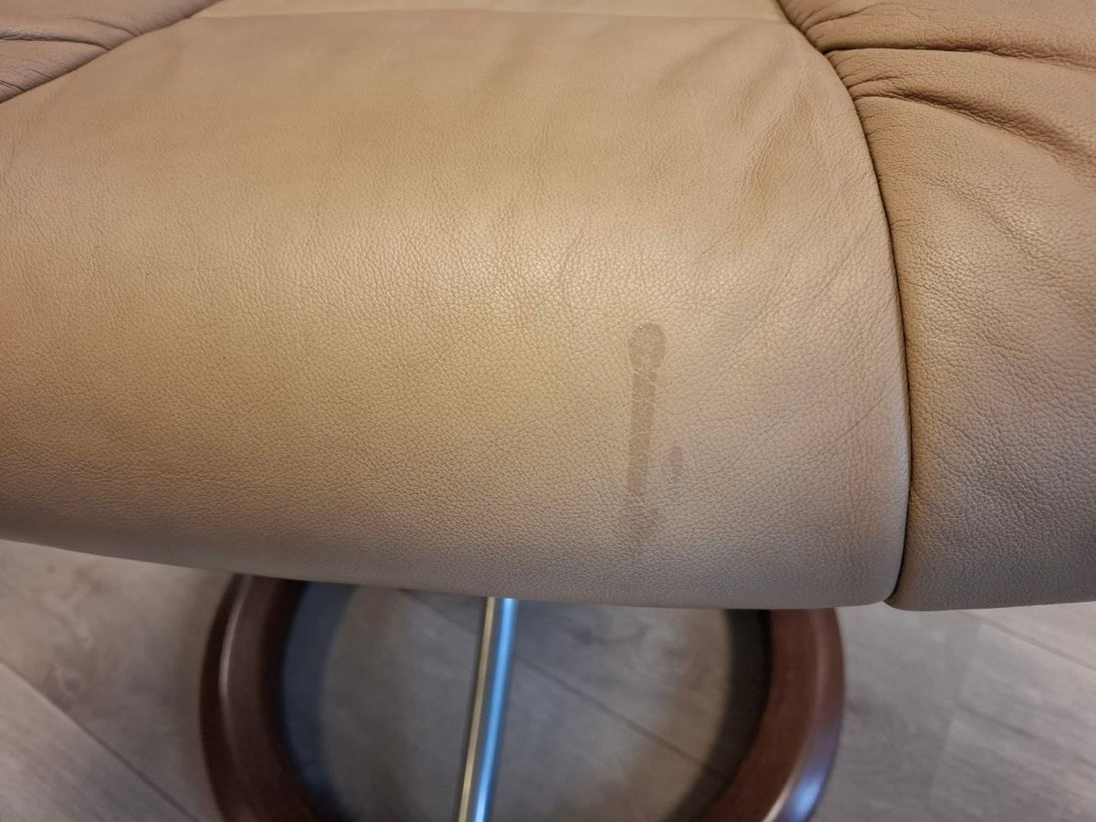 Stressless Reno (L) signatur lenestol m/krakk i beige skinn