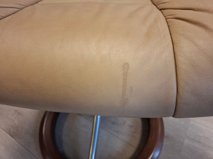 Stressless Reno (L) signatur lenestol m/krakk i beige skinn