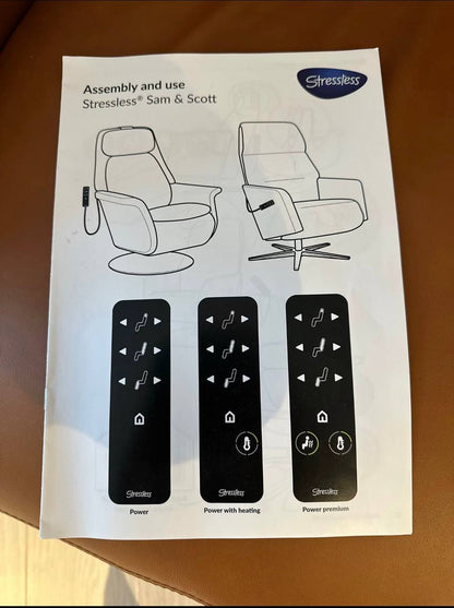 Stressless® Scott motorisert lenestol i cognac skinn