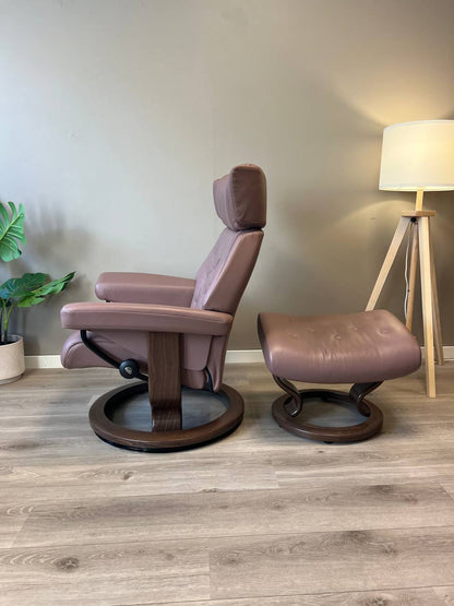 Stressless Skyline (s) lenestol m/krakk i Dusty Rose skinn